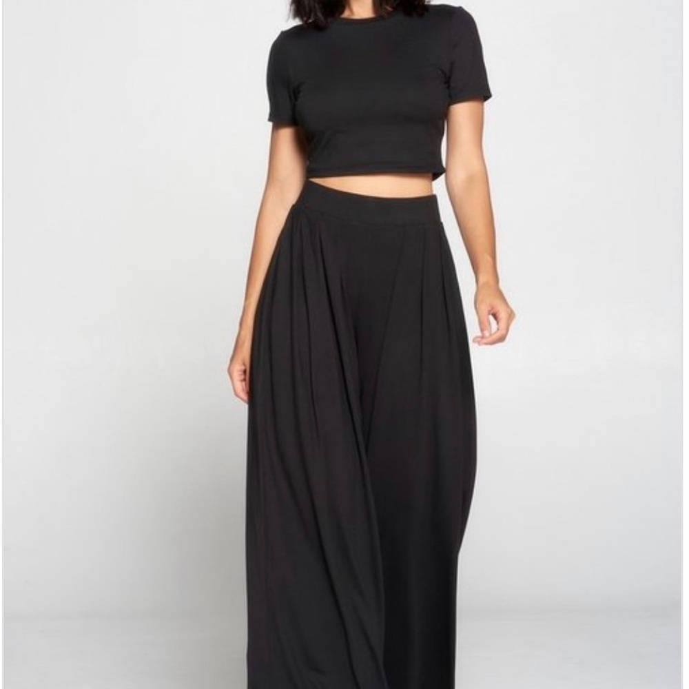 Elegant Black Two Piece Pant Set